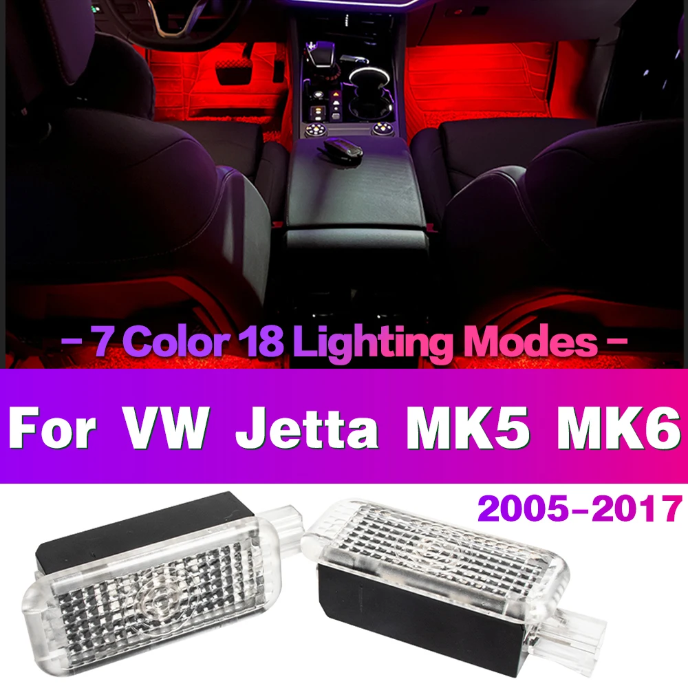 2PCS LED Car Footwell Light Bulbs Interior Atmosphere Lamp Auto Accessories For VW Jetta MK5 MK6 2005 - 2017 2016 2015 2014 2013