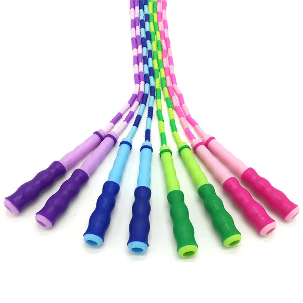 Bamboo Skipping Rope Purple Beaded Segment Lightweight Adjustable for Men Women Kids Fitness Workout Training Cable Jump Rope