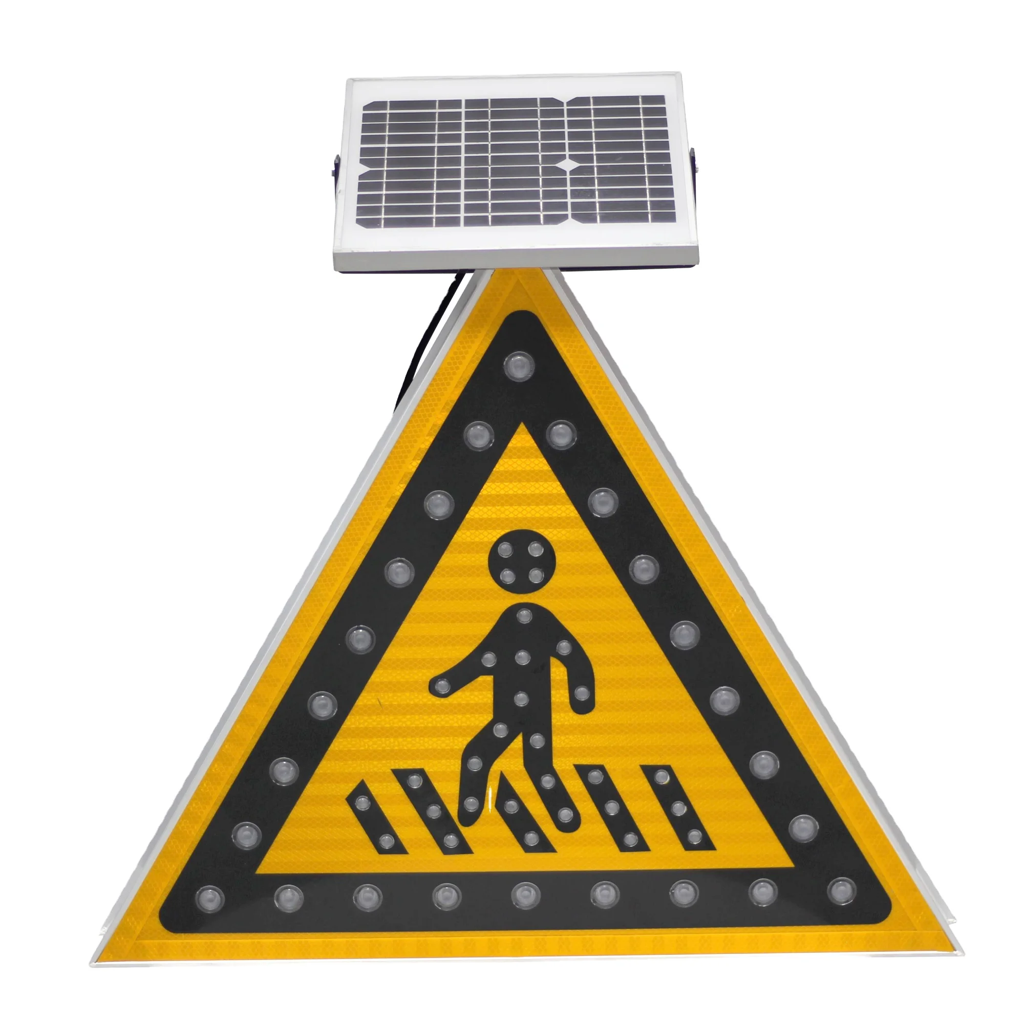 Triangle Solar Powered LED PedestrianCrossing Warning Signage