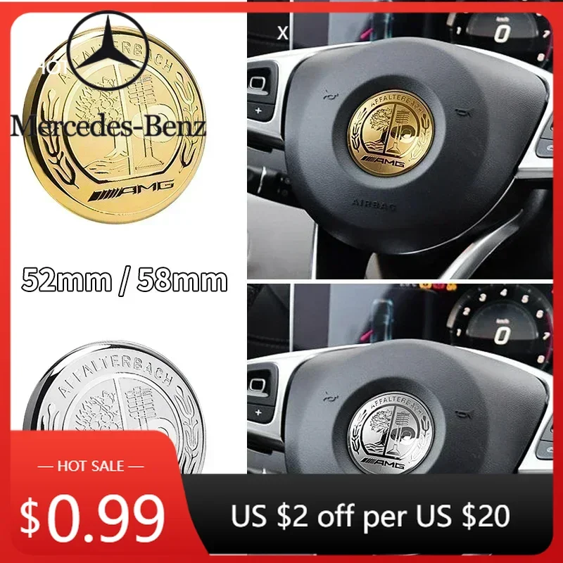

Автомобильная наклейка, 1 шт., 52 мм, 58 мм, значок на руль автомобиля, эмблема, наклейка с логотипом для Mercedes Benz B/C/E/S Class A Class C200L GLC