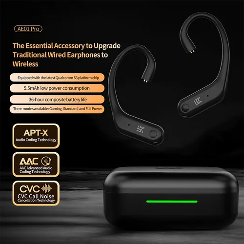 Imagen 2 del producto KZ AE01 PRO Módulo de Cable de auriculares inalámbricos Bluetooth gancho para la oreja auriculares con cable conector de PIN C para EDX PRO CASTOR ZS10PRO pk AN01