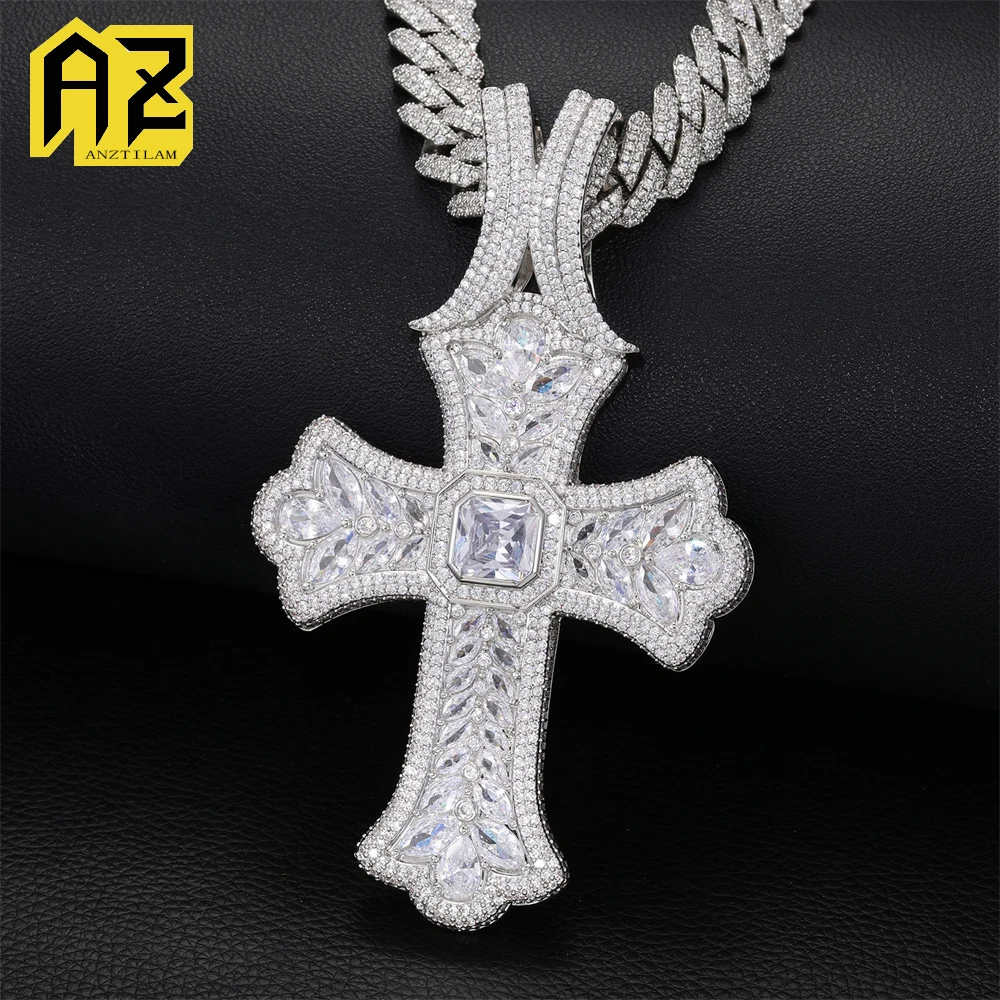 

Anztilam All New Iced Out Cross Pendant Necklaces For Men Long Link Chain Women Bling Zircon Hip Hop Jewelry Free Shipping