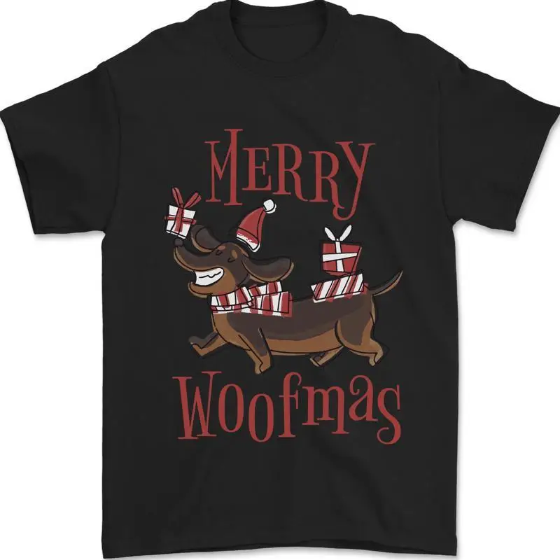 Merry Woofmas Camiseta Divertida De Navidad Para Perros 100% Algodón T shirt