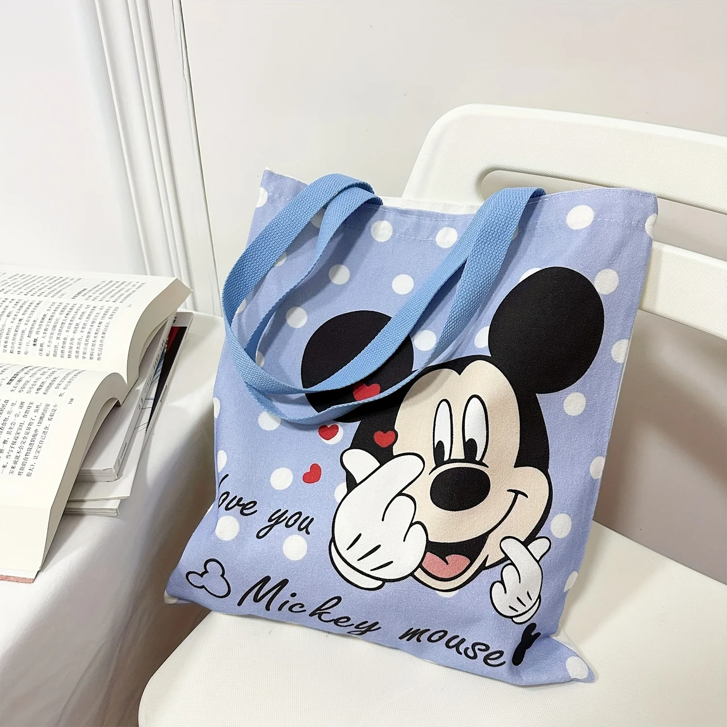 Mickey Canvas Bag Women's Summer New Versatile Shoulder Bag Commuter Tote Bag Large Capacity Handbag Mommy Bag