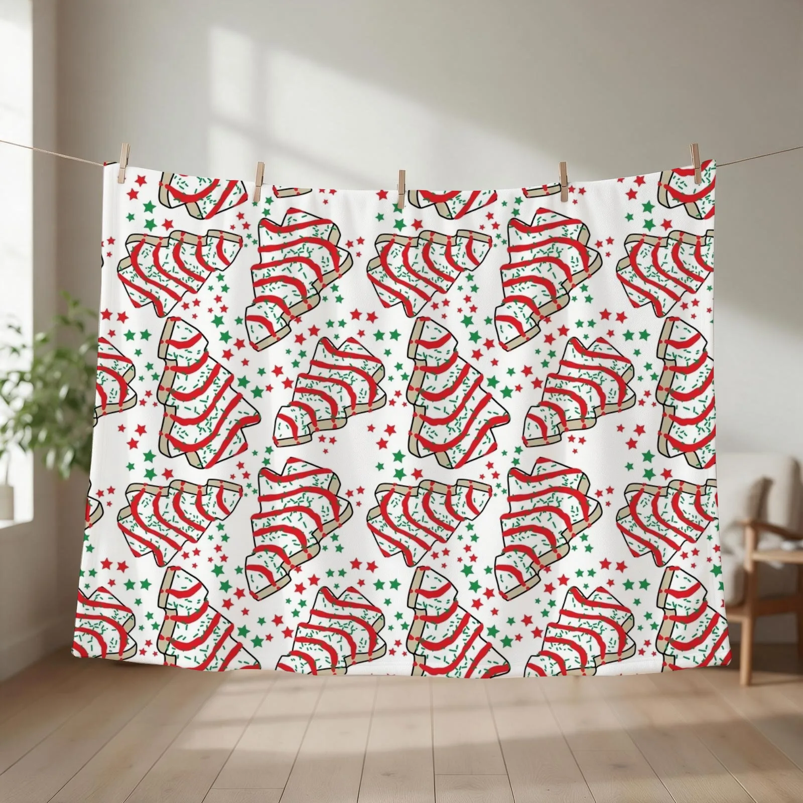 Christmas Tree Snack Cakes Throw Blanket couch cozy soft plush fuzzy picnic outdoor blanket