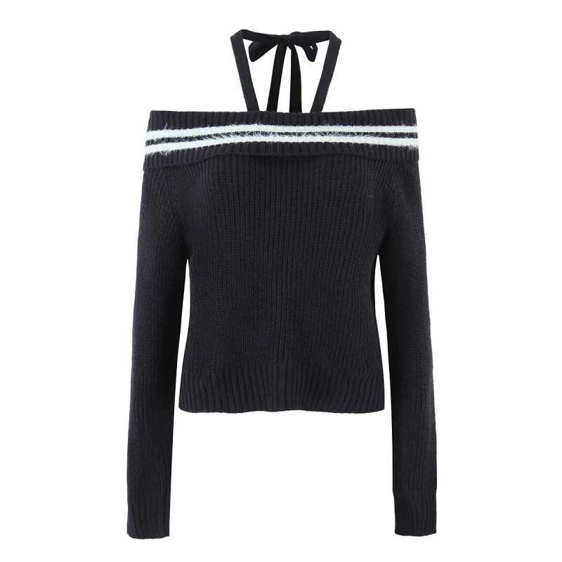 Pull tricoté Sexy n Sle à épaules dénudées pour femme, coupe cintrée, Long, Sve Ne Hanging Faion, par Girl LeLe Studio