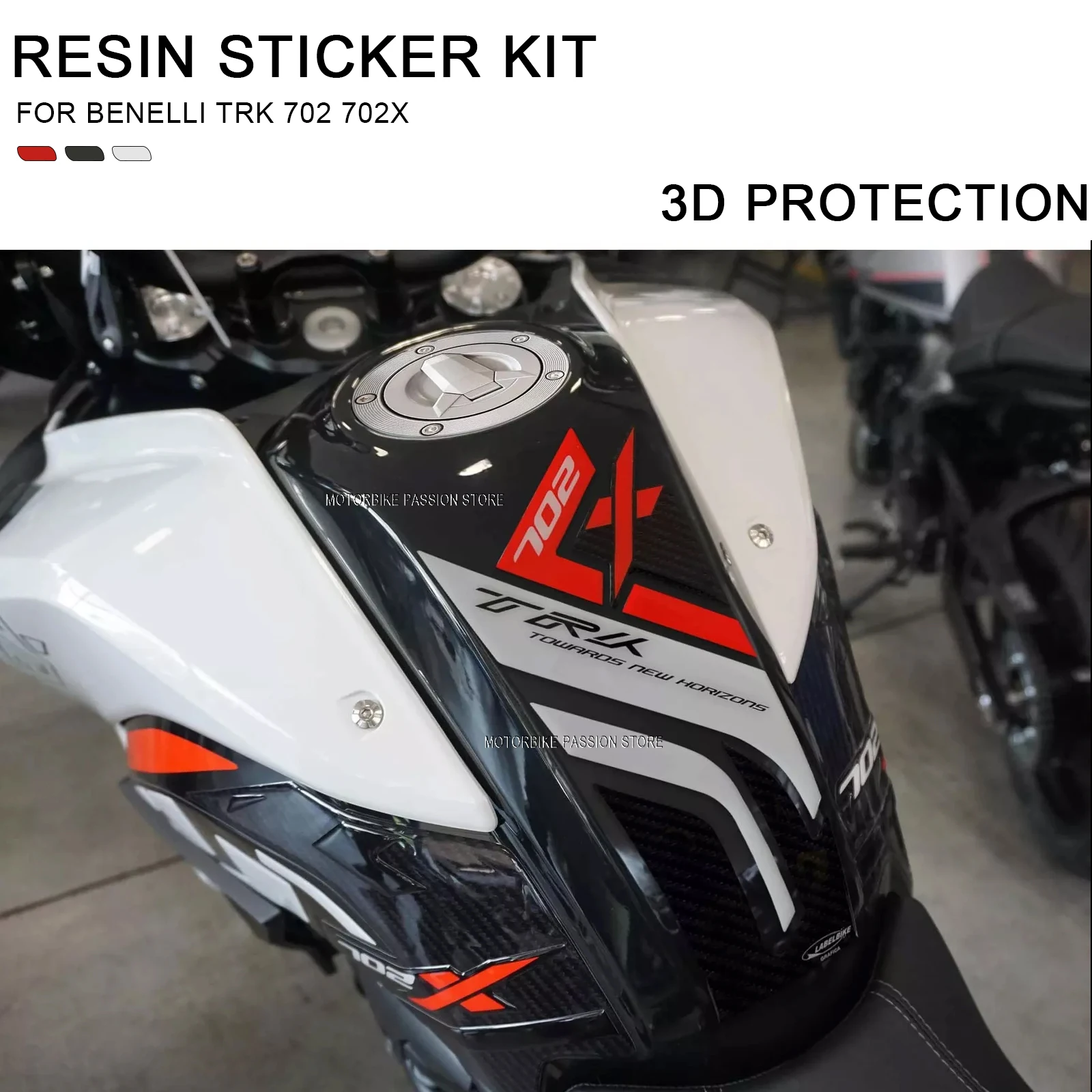 For Benelli TRK 702 TRK 702X 2023 3D Gel Epoxy Sticker Kit Waterproof Scratch-Resistant Motorcycle Tank Guard Sticker