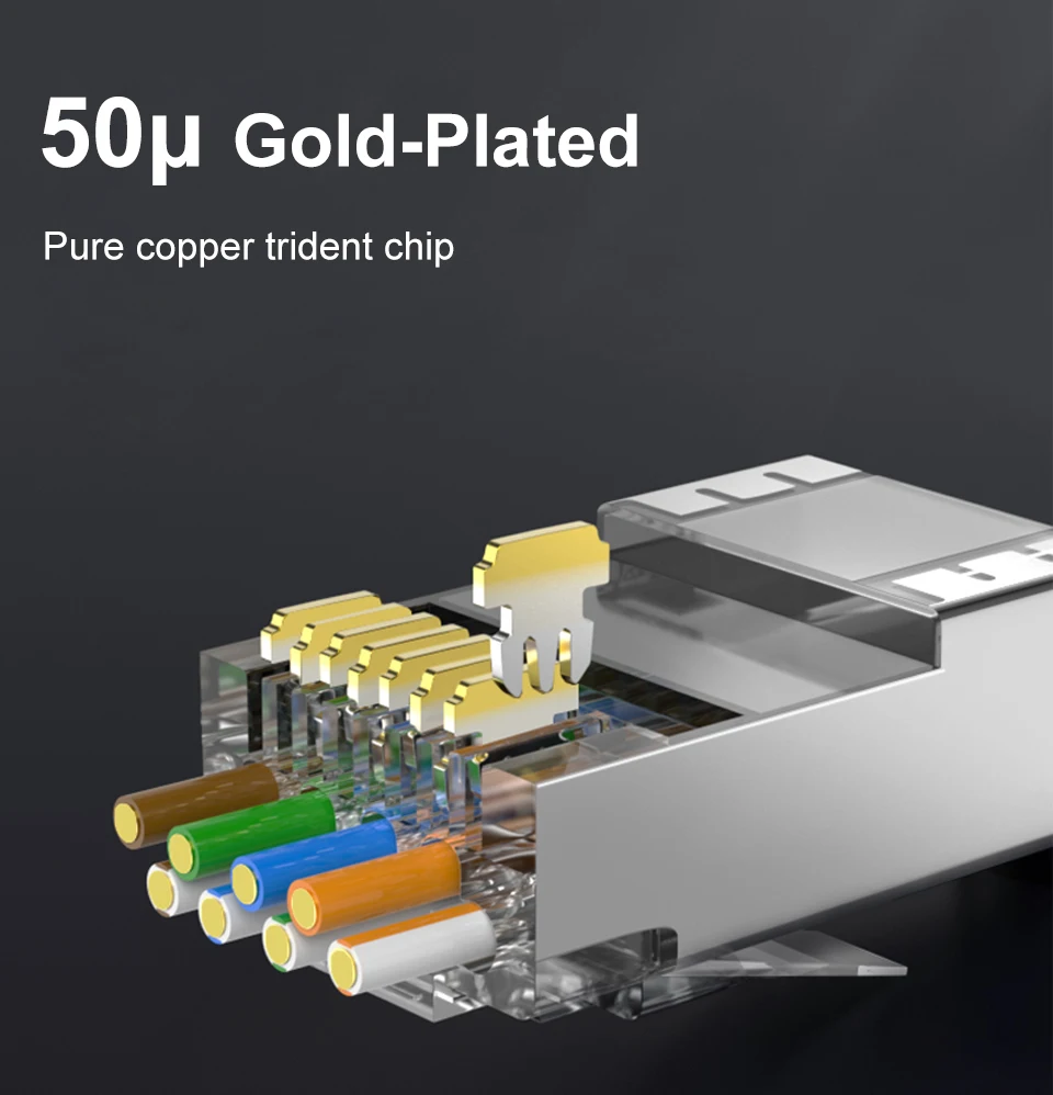 RJ45 Connector Network Cable 1000M 100pcs Dovetail Cat7 Plug Gold-plated Shielded FTP 8P8C Crimp