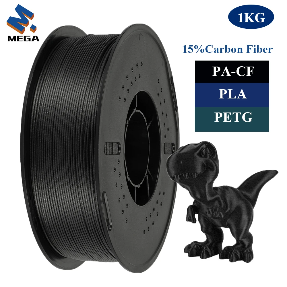 

Carbon Fiber filled Filament Nylon/PLA/PETG Carbon Fiber PA-CF 1.75mm 3D Printer Filament 1KG Spool 3D Printing Material