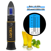 YAGO Homebrew Hydrometer Beer Wine Refractometer Brix 0-32% SG Wort 1.000-1.120 Dual Scale Optical Tester for Brewing
