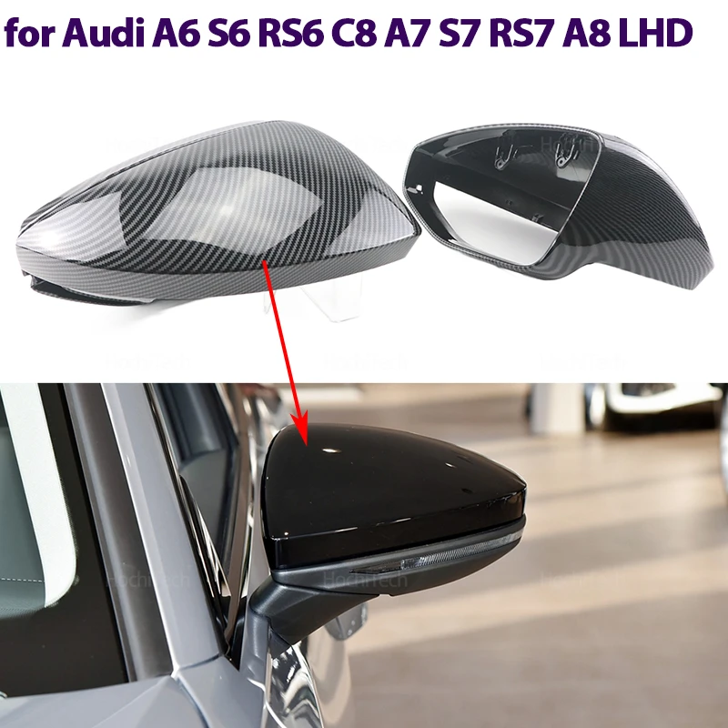 

Carbon Fiber Car Rear View Door Wing Side Mirror Cover Caps Shell Case for Audi A6 S6 RS6 C8 A7 S7 RS7 A8 Left Hand Drive
