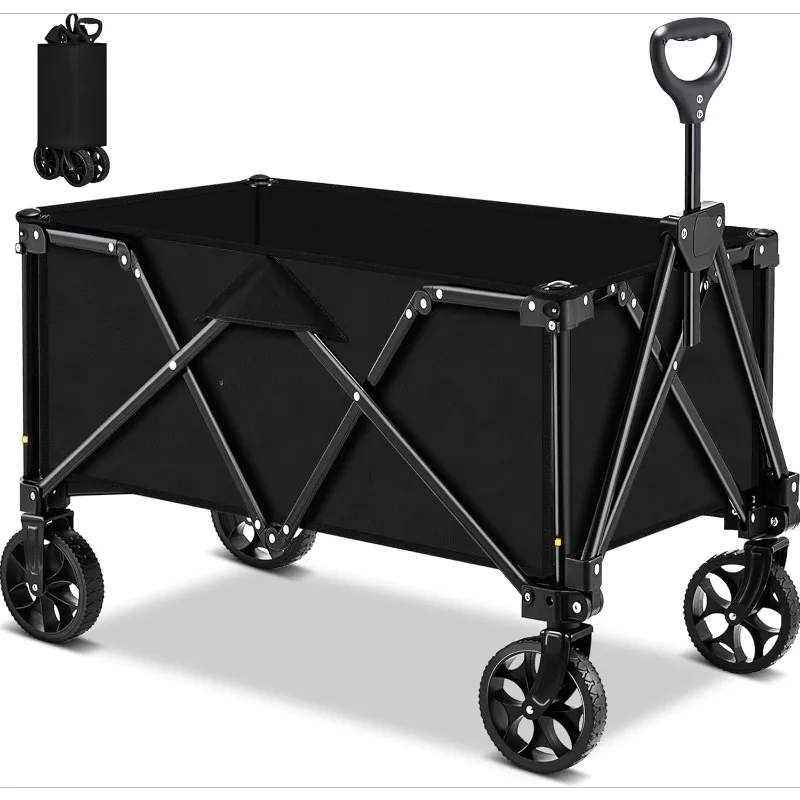 

Collapsible Folding Wagon Cart,Capacity Camping Wagon, All Terrain Foldable Wagon,Heavy Duty Utility Wagon Cart forGrocery Beach