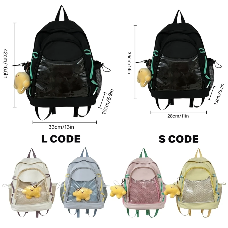 lô đi học trong suốt hợp thời trang Dung tích lớn Daypack lô học sinh Túi sách lô để sử dụng hàng ngày