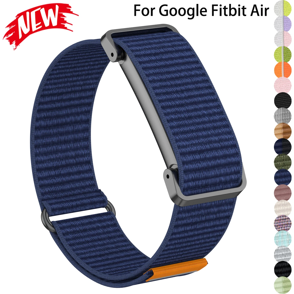 Armband + Hülle für Google Fitbit Air, weiches, atmungsaktives Nylon-Schlaufenarmband, Sportarmband, passend für Fitbit Air Band, Metallschutz