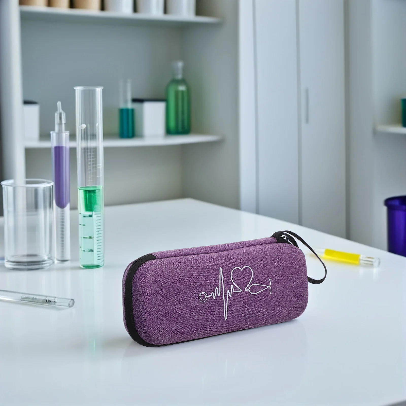 

1pc Stethoscope Portable Case Purple Compact Storage Bag For 3M With Interior Net Pouch Stethoscope Box Medical