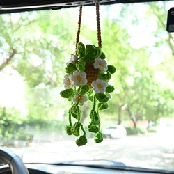 Crochet Plants Vine Hanging Basket,Artificial Flowers,Handmade Gift For Her,Room Home Wall Decor,Car Mirror Ornament Accessories