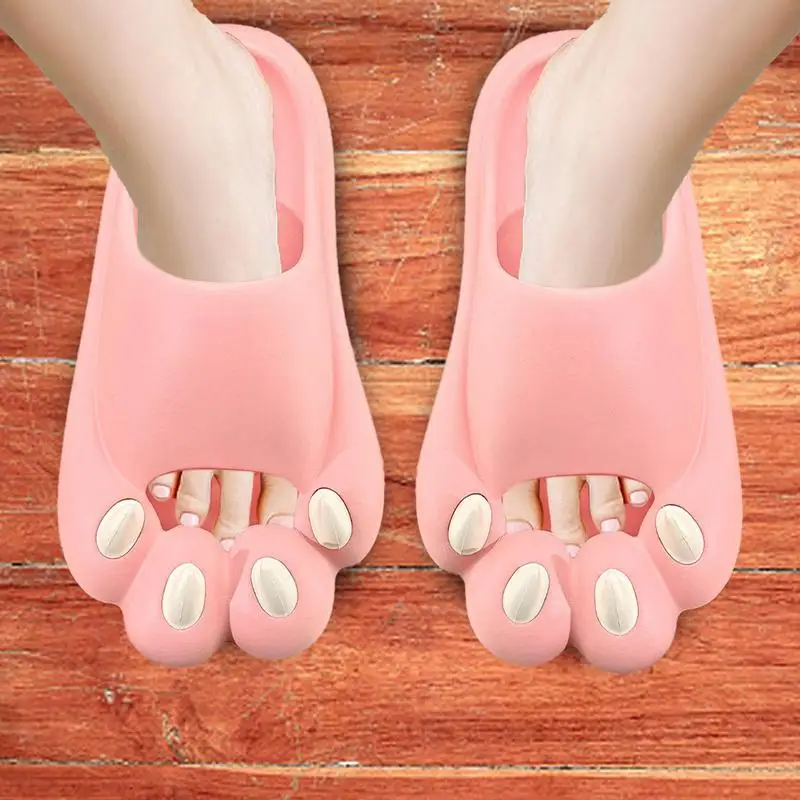 Cat Paw Slippers Open Toe Slide Sandals Animal Slides Non-Slip Soft Slipper With Thick Sole Cloud Slippers For Bathroom Pool