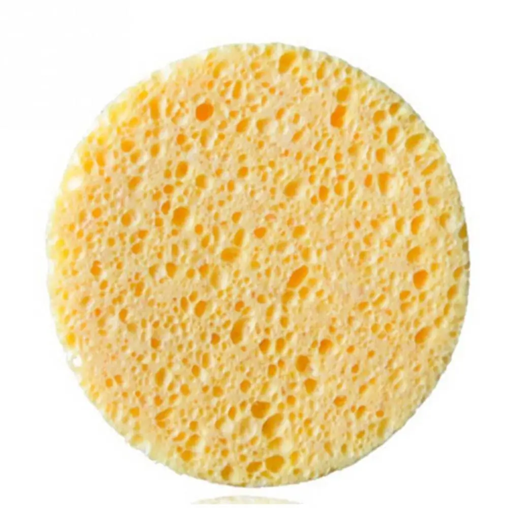 Accessories Yellow Tools Natural Wood Fiber Round Cleansing Sponge Cosmetic Puff Makeup Pads Face Wash
