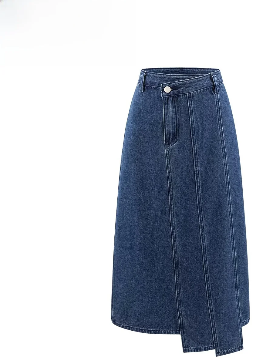 

ZARK Новая модная свободная джинсовая юбка А-силуэта с пэчворком, с завышенной талией, из полиэфирного волокна, женская, весна-лето 2026