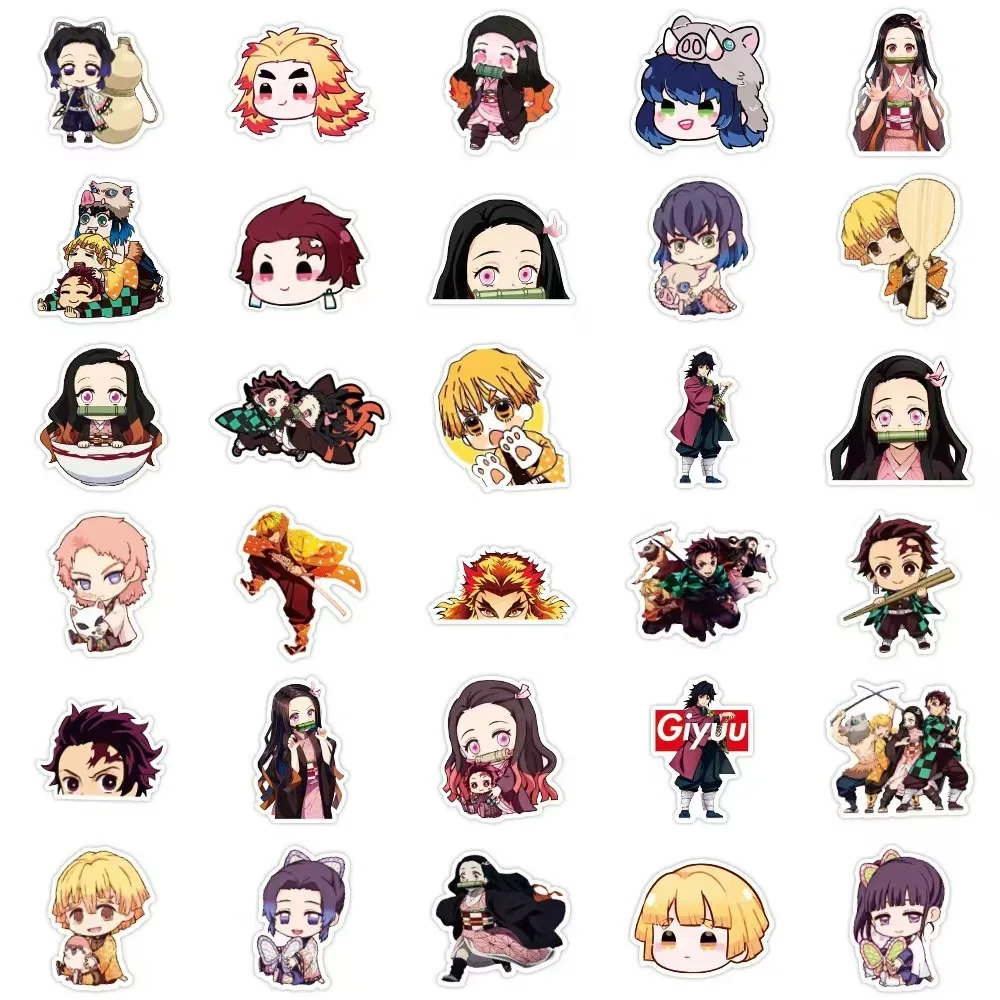 Autocollants Demon Slayer, 50 pièces, autocollants de dessin animé Kamado Tanjirou Kamado Nezuko, jouets pour enfants, Graffiti étanche