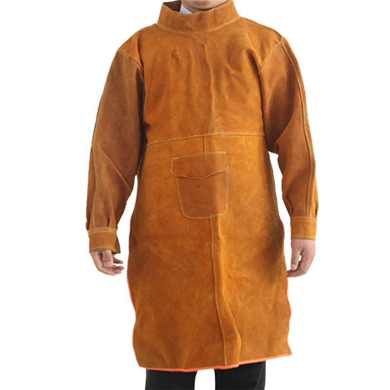 ABDJ-105Cm مريلة لحام طويلة شديدة التحمل مثبطات اللهب ملابس واقية للرجال للحام