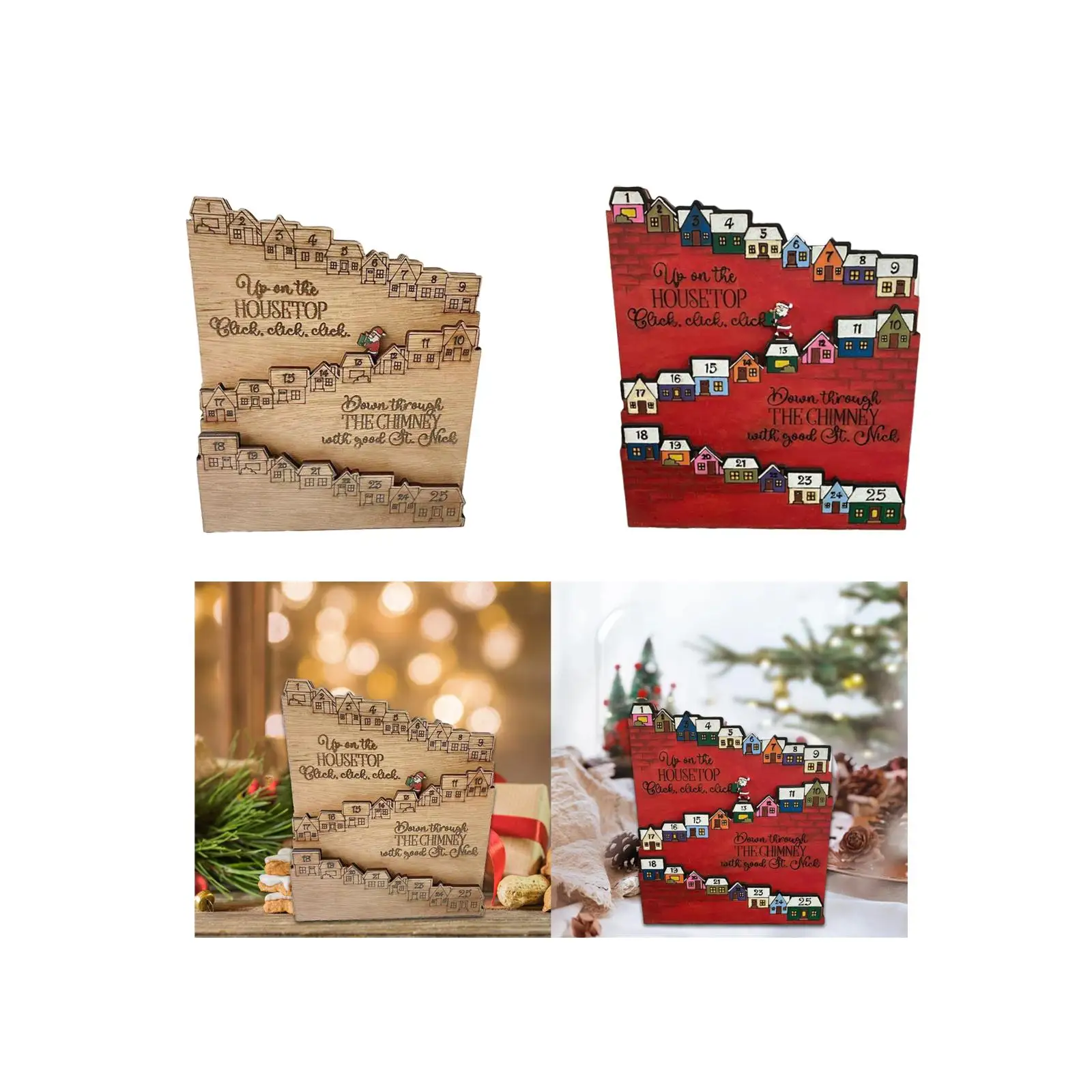 Christmas Calendar Reusable for Home Decor Birthday Gift Removable Santa Claus Table Calendar Wood Ornament Advent Calendar