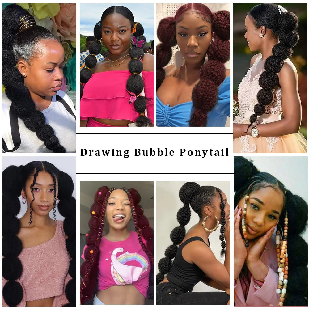 Kinky afro bolha rabo de cavalo extensão longo cordão rabo de cavalo natural preto clipe em rabos de cavalo para mulheres cabelo sintético