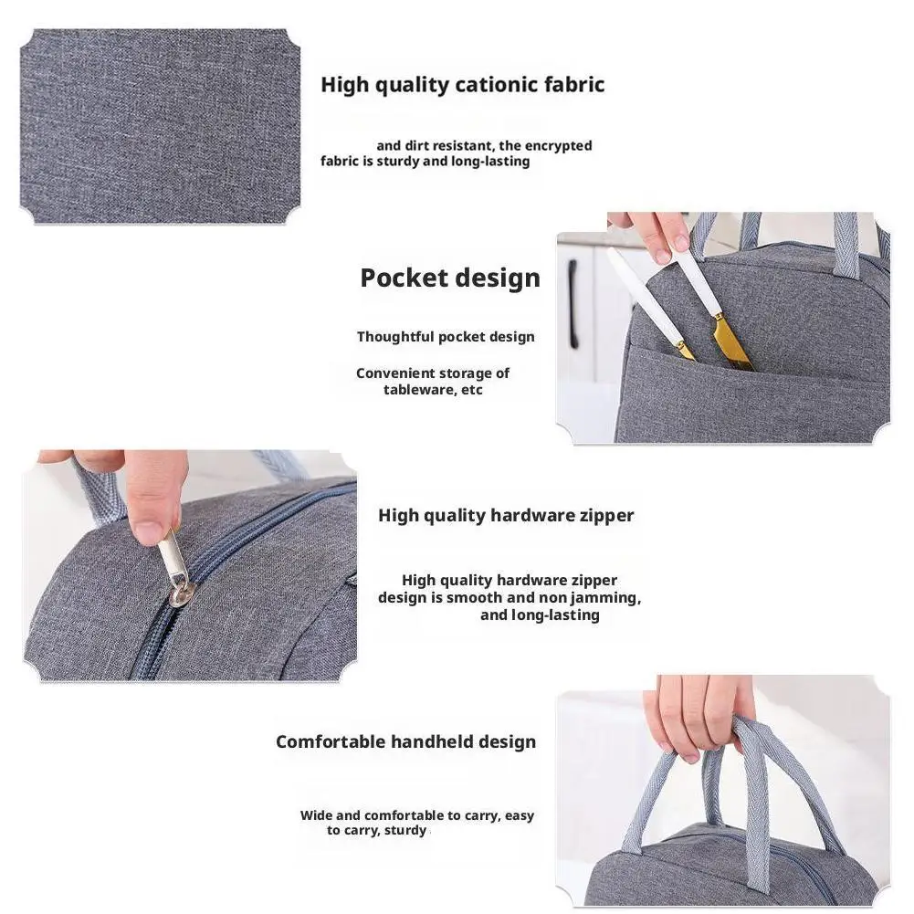 Insulated Lunch Bag Portable Thermal Ice Pack Waterproof Aluminum Foil Cooler Box Student Work Office Picnic Storage Food Tote view 5