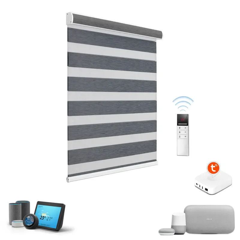 

Водонепроницаемая затемняющая ткань высшего качества, моторизованные жалюзи Zebra с двигателем Zigbee Matter Motor для спальни