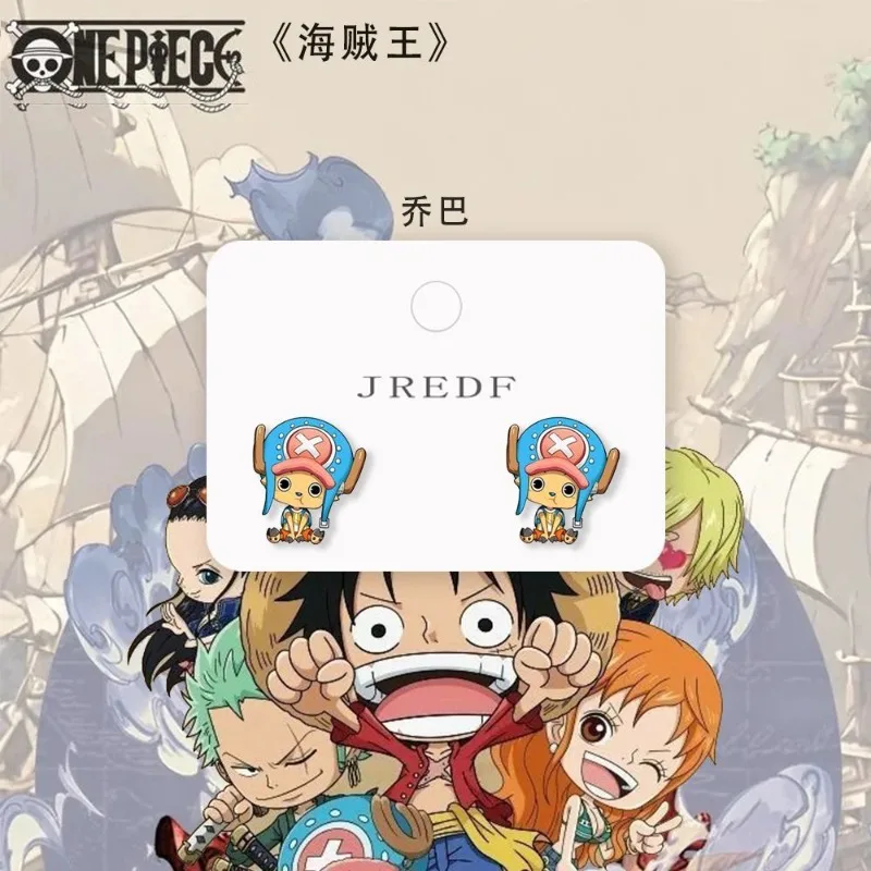 قطعة واحدة لوفي زورو أقراط لطيف الكرتون شخصية الإبداعية موضة غير مثقوب 925 الفضة إبرة أقراط هدية عيد ميلاد #5