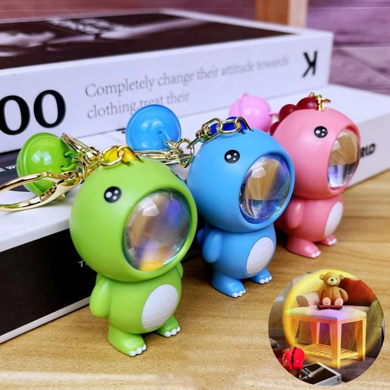 Creative Sunset Light Cute Small Dinosaur Luminous Keychain Pendant Cartoon Jurassic Cute Doll Key Chain Trinket Gifts For Women