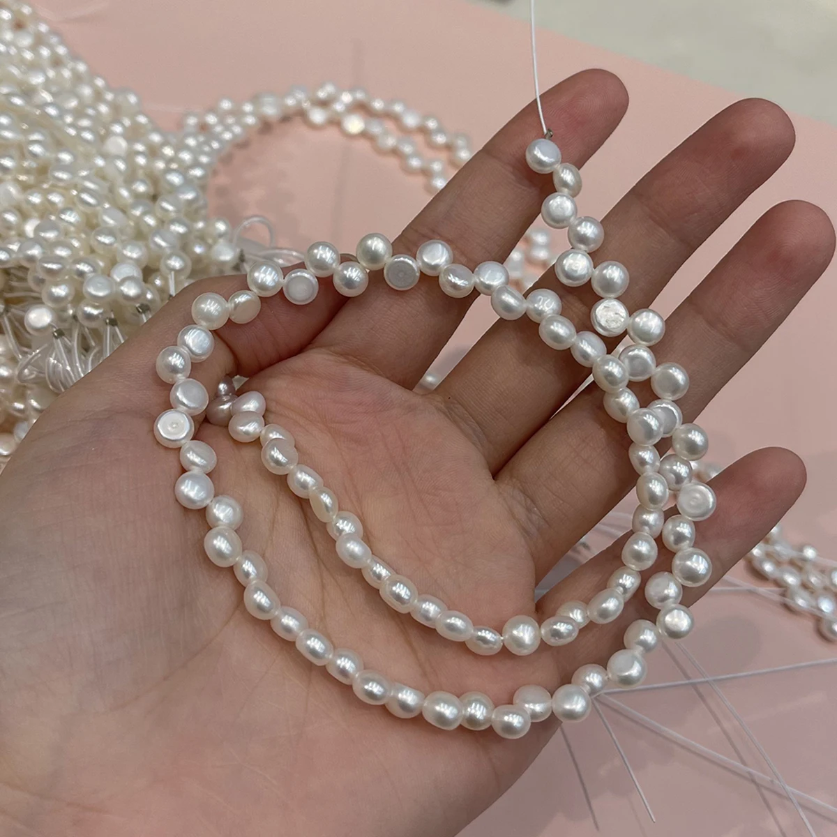 5–6mm White Natural Freshwater Pearls Disc-shaped Off-Center Beads for Jewelry Making DIY Necklaces Bracelets and Accessories