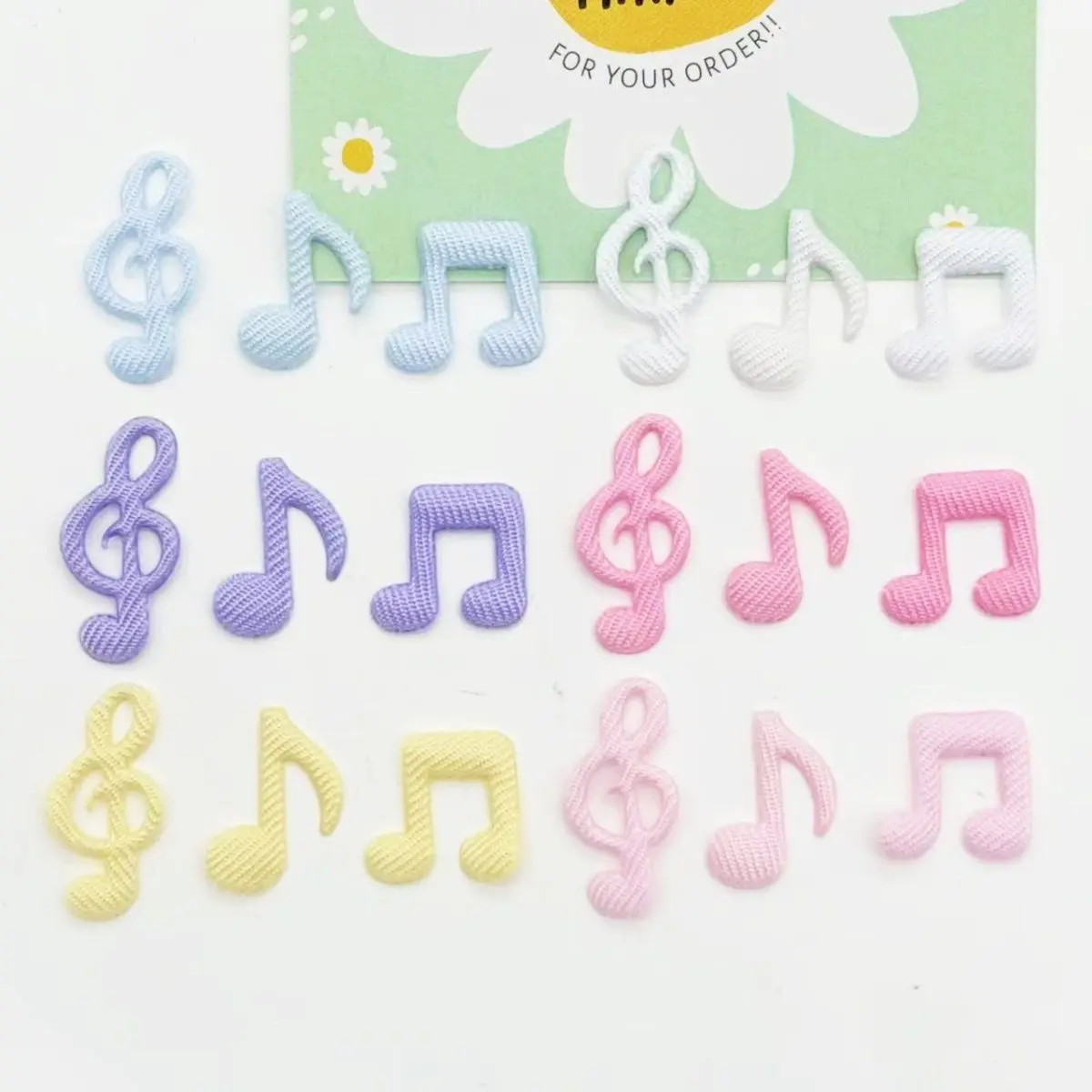 Macaron fabric music note treble notation handmade DIY handbook decoration ins lolita support stick card cover