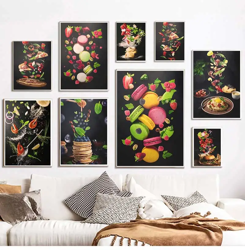 Affiche de gastronomie et de cuisine, images de nourriture, décoration de restaurant, impression sur toile, image murale pour la maison et la chambre
