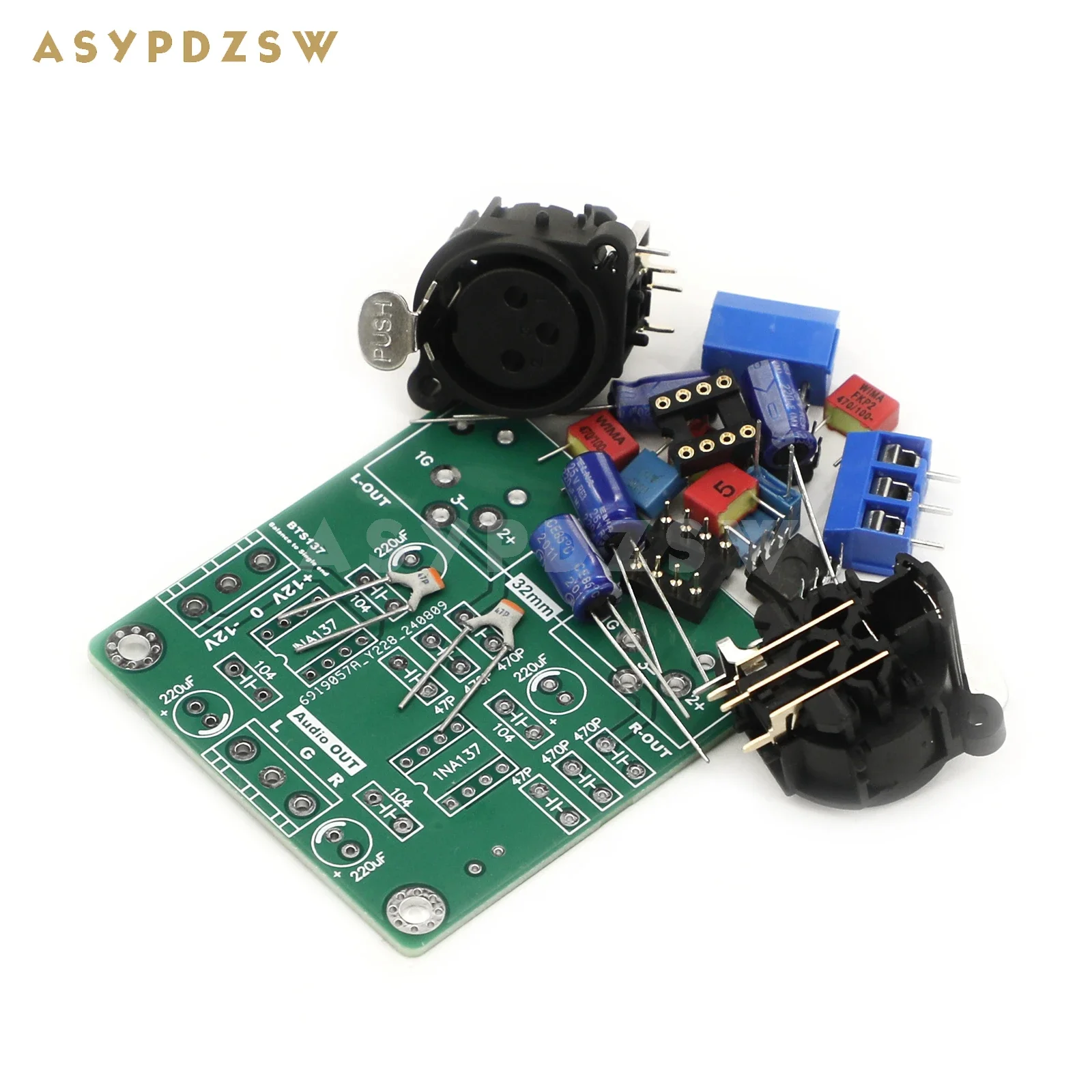 BTS137 XLR a SIN Kit de bricolaje de conmutación de señal de Audio equilibrada a un solo extremo de doble canal/placa terminada