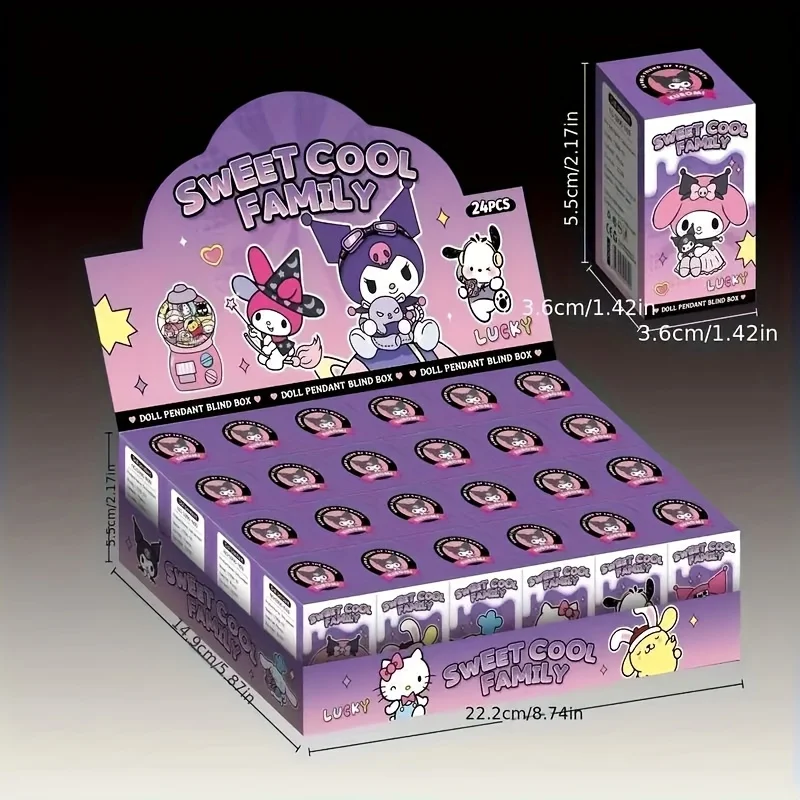 حقيبة هدايا مكونة من 24 قطعة من سلسلة المفاتيح لحفلات سانريو، مجموعة سلسلة مفاتيح عشوائية