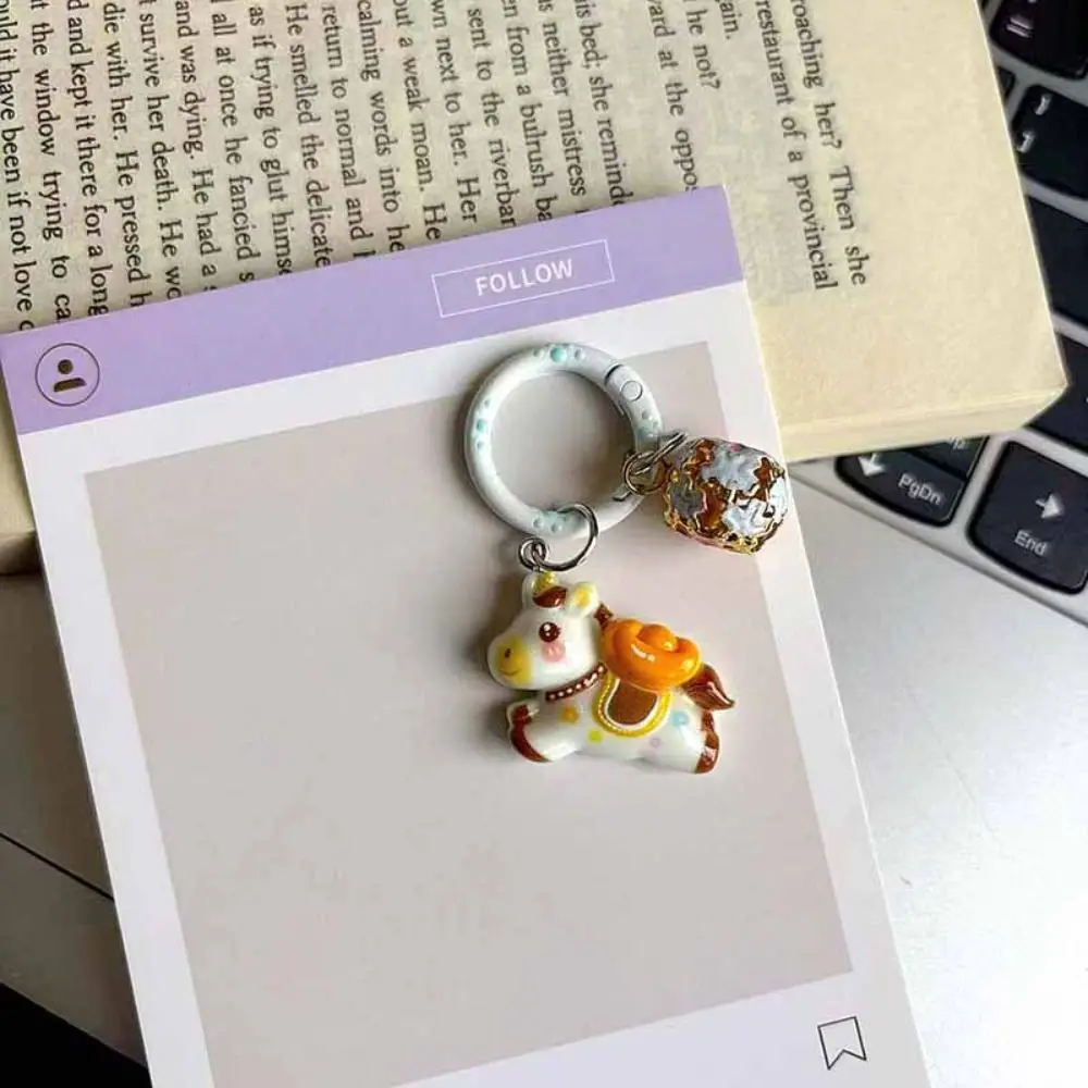 Cute Horse Year Keychain Chinese Style Traditional Cartoon Horse Bag Pendant New Year Gift Little God of Wealth New Year Keyring
