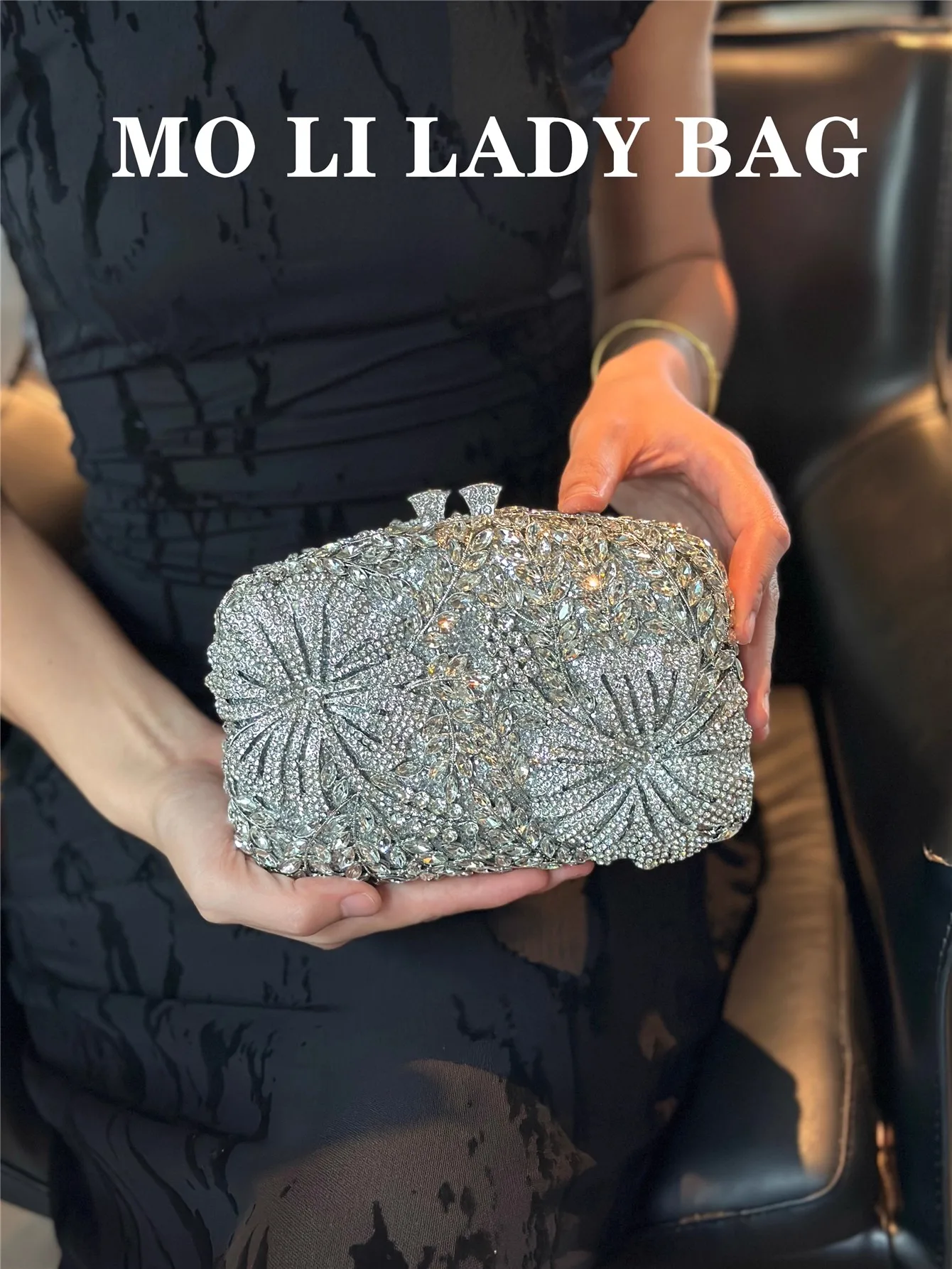 Glitter Diamond Floral Metallic Clutch Purse Wedding Party Banquet Bag Luxury Rhinestones Exquisite Evening Bag Women Handbag - view 4