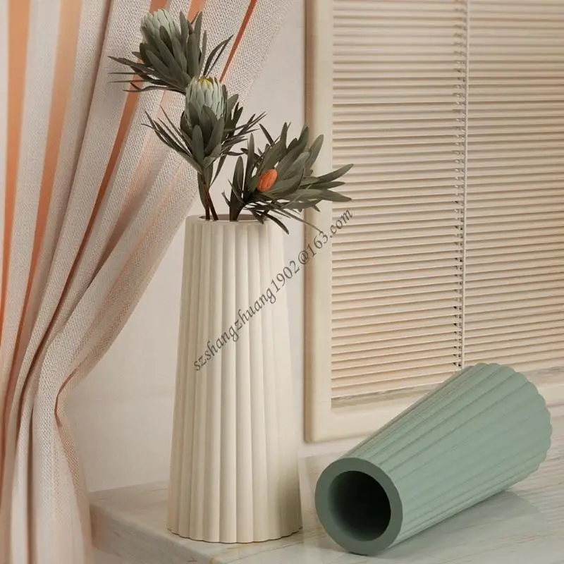 

Q6RB 2 Pcs Striped Vase Mold Pen Holder Silicone Mold DIY Desktop Decoration Tool