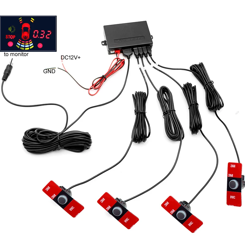 GreenYi New Auto Dimming Car Interior Rearview Mirror 4 Parking Sensor With Original Bracket 16mm Flat Sensor