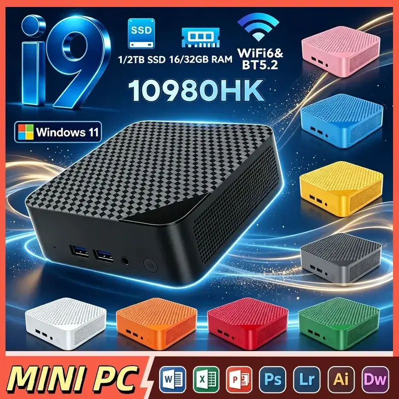 New Intel Core I9 10980HK Mini PC 16GB RAM 2TB SSD win11 WIFI6 BT5.2 4K Portable Small Desktop Computer For Office Gaming Study