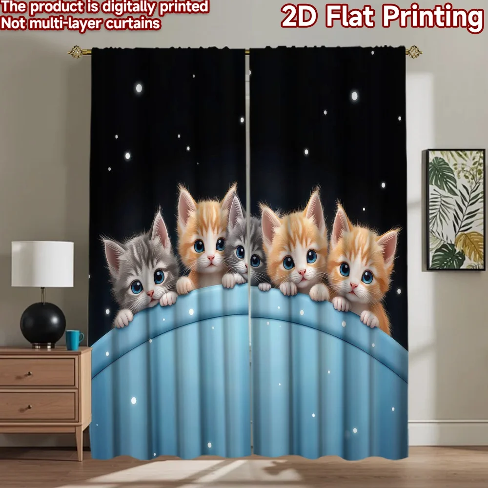 

1pc 2D flat Photography Backdrop Photography Backdrop Five Curious Kittens 100% Polyester Vibrant Reunion Use for Bedroom wall