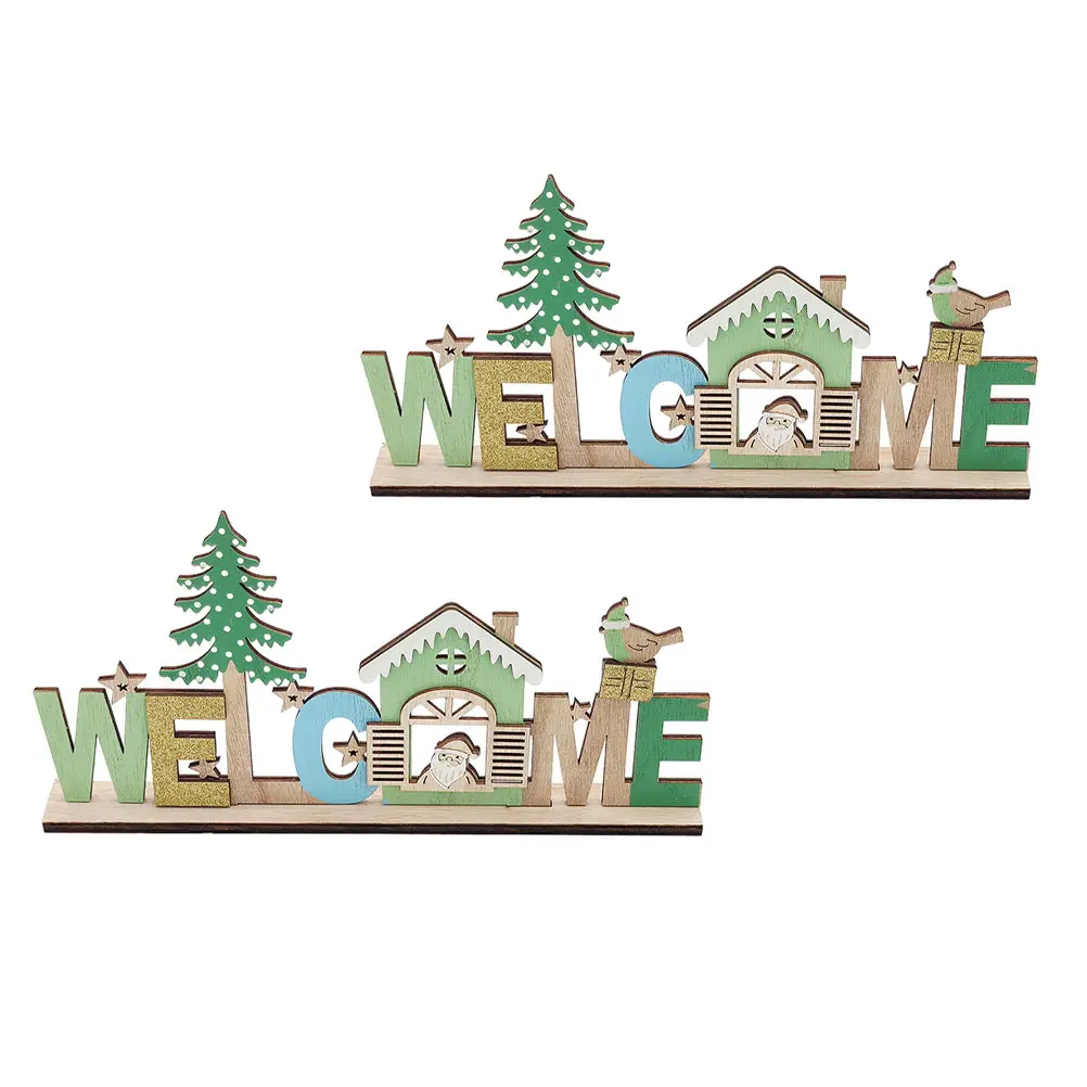 

2PCS Wooden House naments Exquisite Home Decorations Wooden naments Bright Design Photo Props Table Decor Gifts