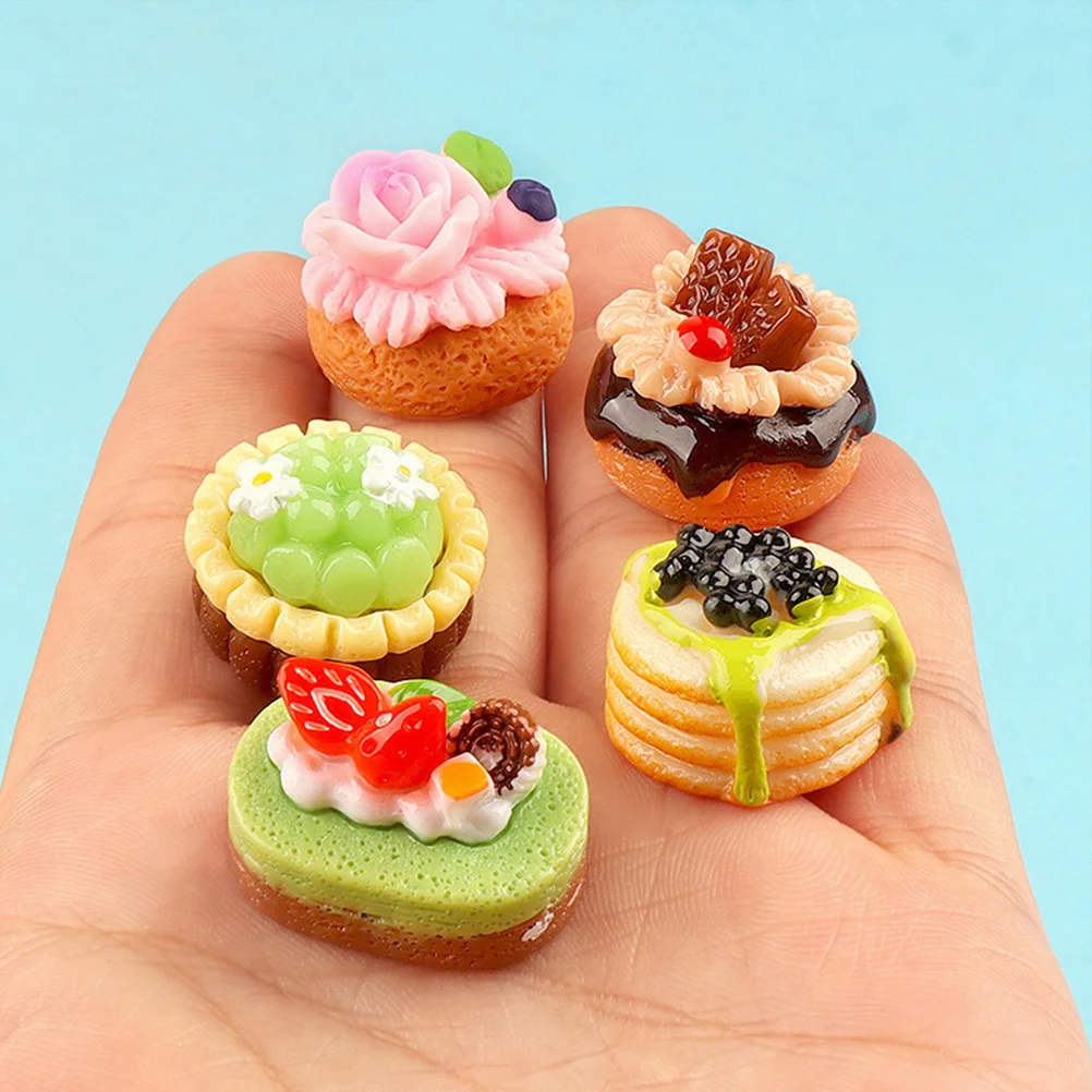 

12 Pcs Simulated Fruit Cake Miniature Food Model Resin Ornament Props Dessert Fake