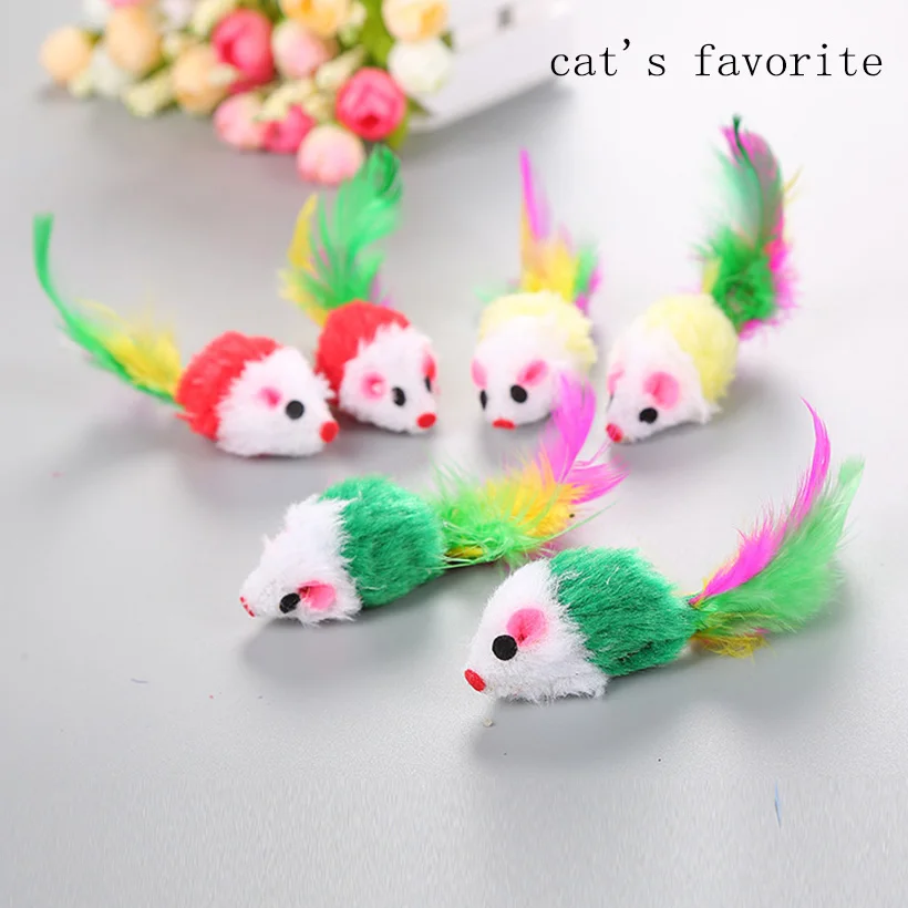 

Cat and cat toy feather tail plush mouse chewing toy interactive comforting play pet supplies
