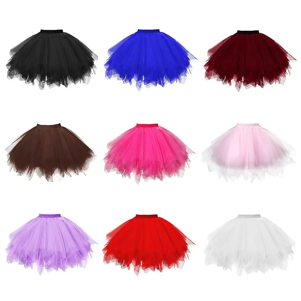 

Fashion Elastic Waist Tutu Skirt 50s Rockabilly Petticoat Cosplay High Waist Dance Skirt Party