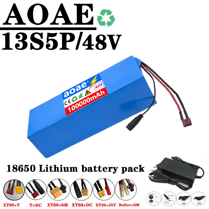 Original 13S5P 48V 100Ah Electric Vehicle Lithium 13S5P Battery Pack Is Suitable for Electric Scooter Mountain Bike 250-1000w