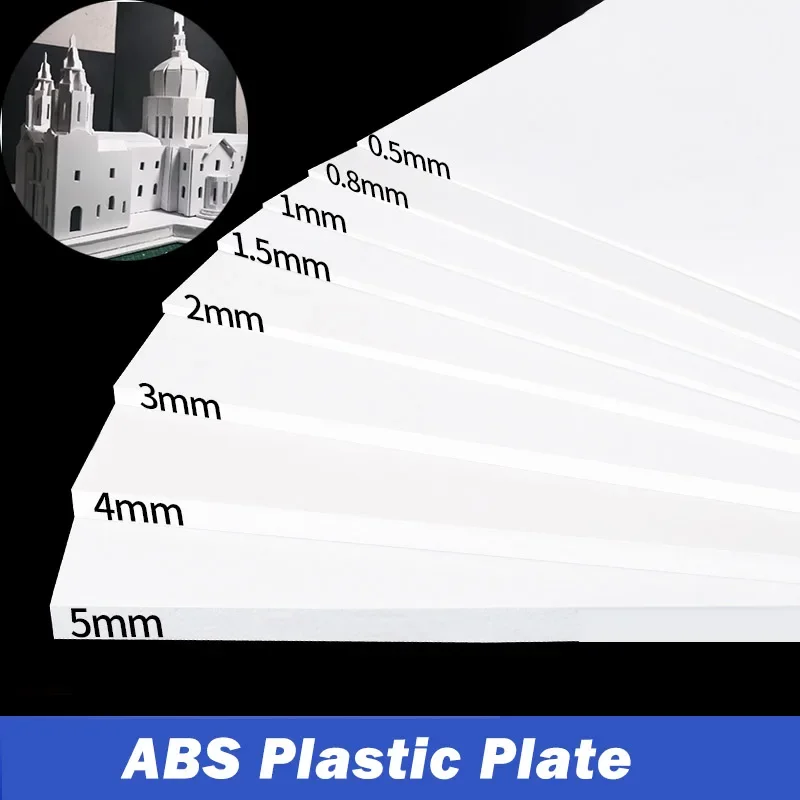 0.5/0.8/1/1.5/2/3/4/5mm Thickness White ABS Plastic Plate Model Sheet Material For DIY Model Part Accessories