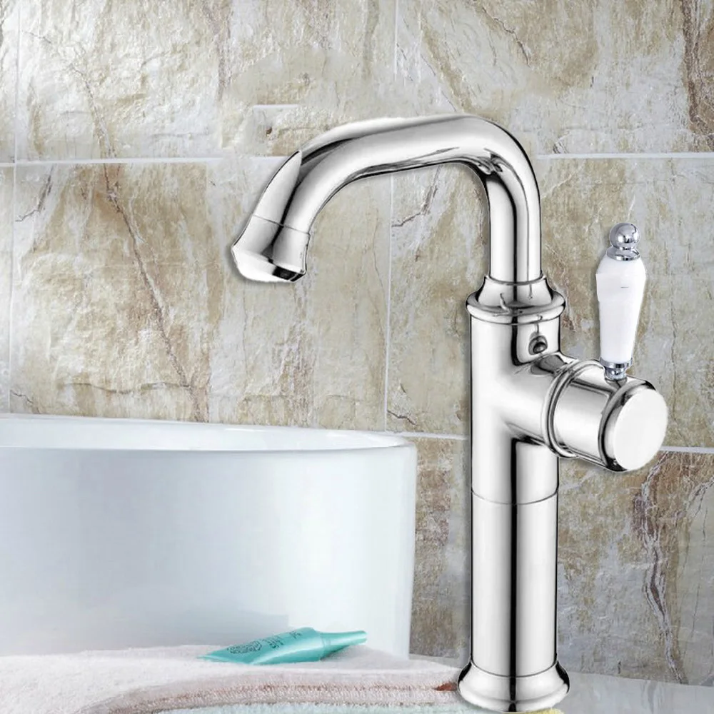

Polished Chrome Brass Kitchen Wet Bar Bathroom Vessel Sink Faucet Single Hole Swivel Spout Mixer Tap asf946
