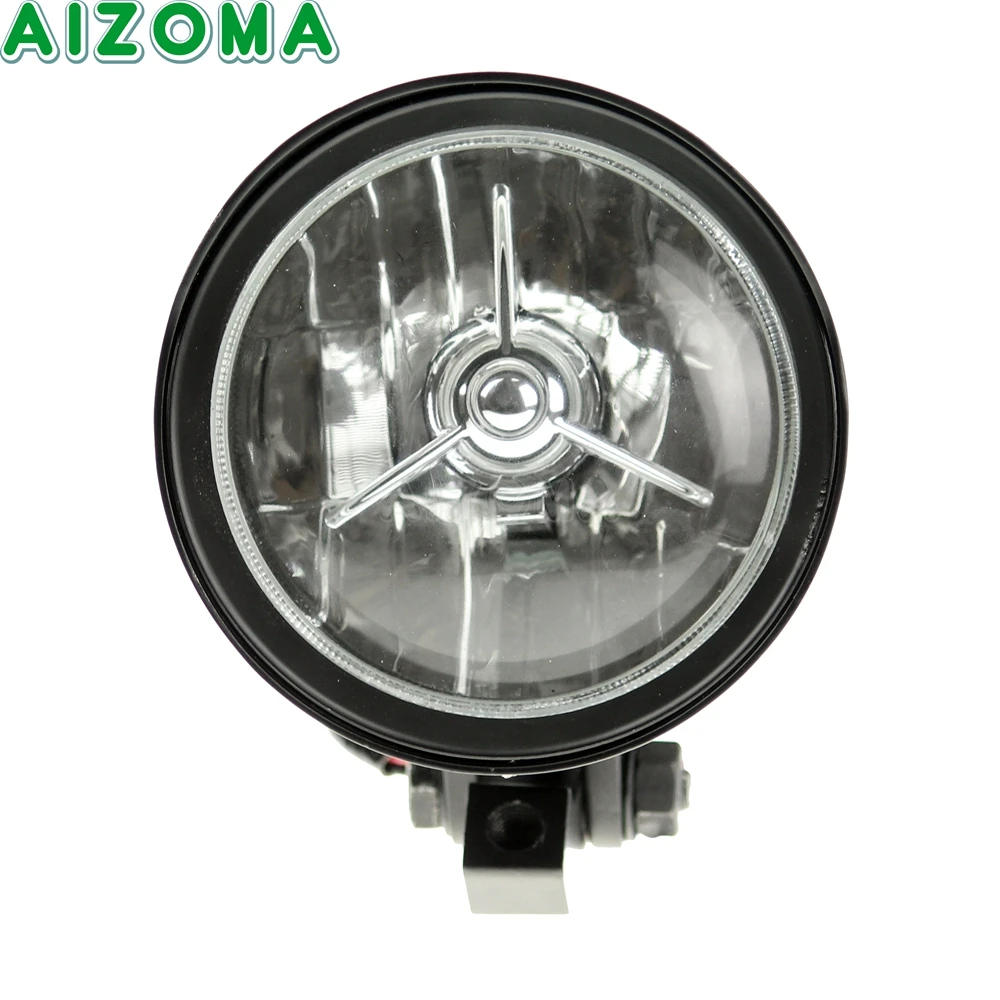 Motorcycle Tri-Bar Headlight H4 Visor Headlamp For Harley Chopper Bobber Cruiser Yamaha Dragstar Vstar Kawasaki Vulcan Classic